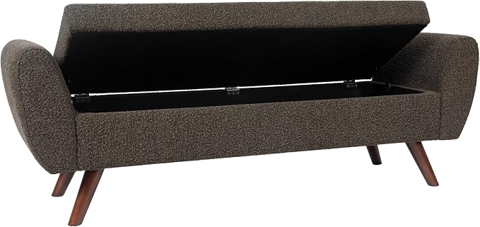 HomePop 60" Modern Storage Bench with Wood Legs - Dark Brown Boucle