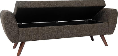 HomePop 60" Modern Storage Bench with Wood Legs - Dark Brown Boucle