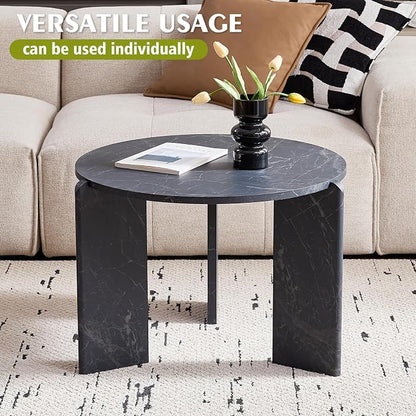 Round Nesting Coffee Table Set of 2 for Small Spaces | Modern style, suitable for living rooms, wooden