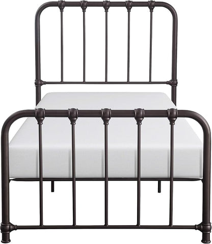 Lexicon Twin Metal Bed Frame, Platform Bed with Strong Metal Slat Support Under Bed Storage, Twin Bed Frame with Headboard, No Box Spring Needed, Easy Assembly, Twin, Dark Bronze