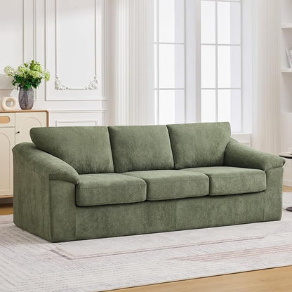 89" Boneless 3 Seater Sofa, Modern Cloud Couch for Living Room, 3 Seat Couch with Deep Seat, Thick Cushion, Comfy Upholstered Sofa for Apartment, Bedroom, No Assembly, Green