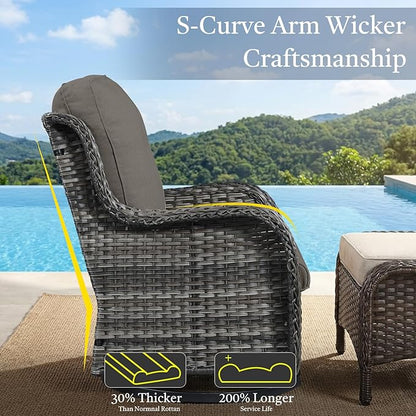 Outdoor Loveseat Sofa-2 Seater Rattan Wicker Patio Couch High Back Patio Sofa for Porch Deck Backyard-Greywicker/Grey