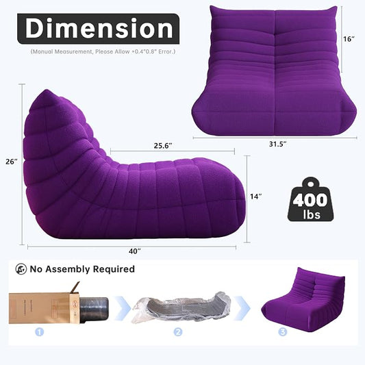 WHGBJA Bean Bag Chair for Adults, Lazy Bean Bag Sofa for Bedroom, Living Room, Reading, Gaming Floor Sofa Chair, Boneless, Comfy