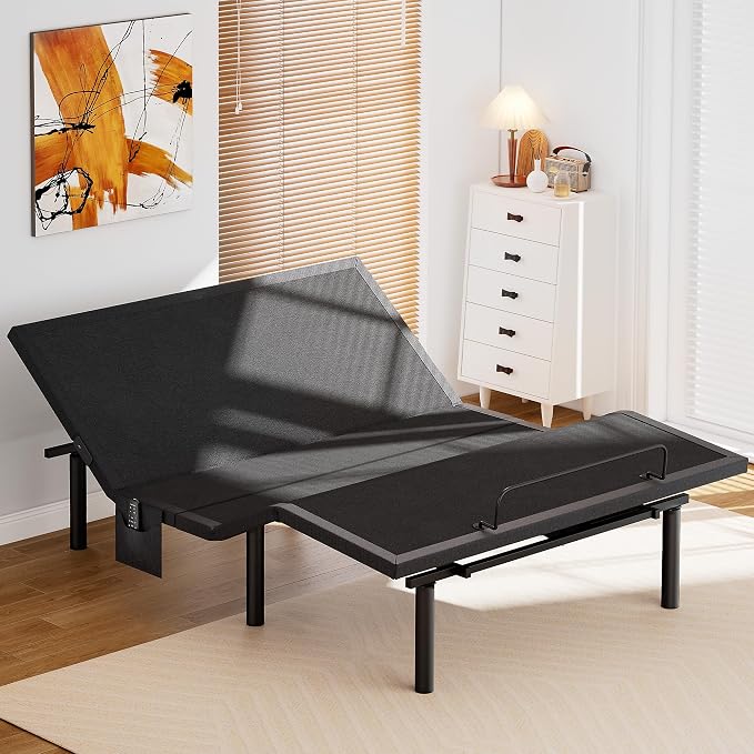 Amada Full Adjustable Bed Frame, Electric Base with Wireless Remote, 4 USB Ports, LED Night Light, Head & Foot Incline, Zero Gravity, Anti-Snore - 01B-F