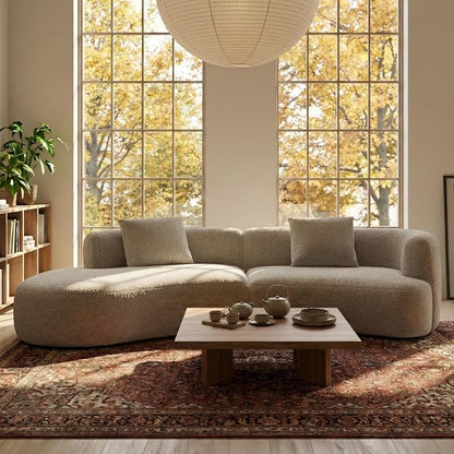 Acanva Formia Boucle Curved Sectional Couch for Living Room | Modular Sofa, Modern Minimalist, Wood Frame, For Apartment, Home Office