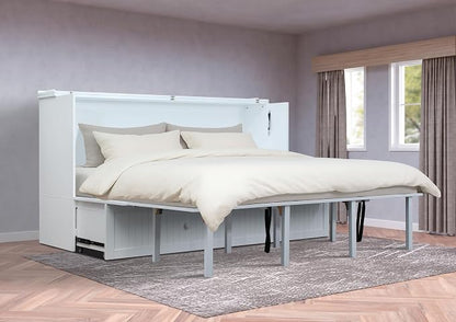 Mega Solutions Murphybedz Tuscany Murphy Cabinet Chest Bed with Charging Station 6 Inch (White, King)