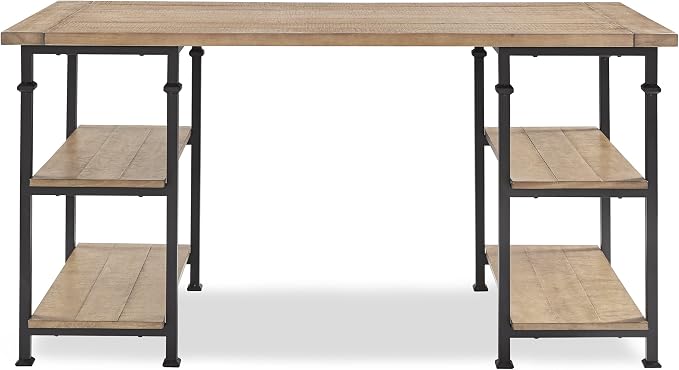 HOMELEGANCE Factory Metal Frame Writing Desk, Rustic Brown