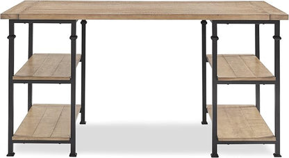 HOMELEGANCE Factory Metal Frame Writing Desk, Rustic Brown