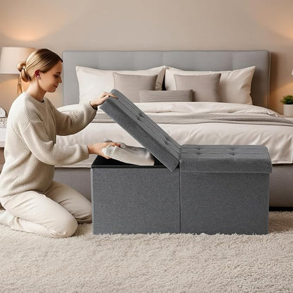 30-INCH Storage Ottoman Bench, Footrest with Storage, End of Bed Bench Coffee Table for Living Room, Bedroom, Entryway, Dark Gray
