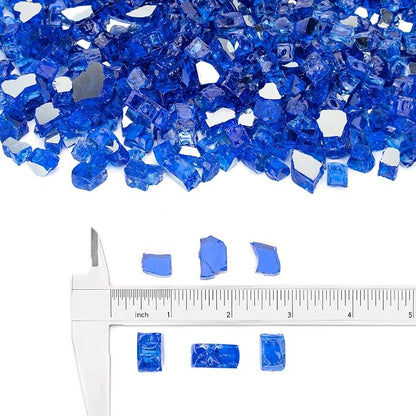 Stanbroil 10-Pound Fire Glass - 1/2 inch Reflective Tempered Fire Glass for Fireplace Fire Pit, Cobalt Blue Reflective