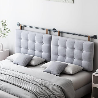 BSHOMGI King Headboard Headboards for Adjustable Beds Backboard Wall Mounted Headboard with Gray Button Tufting Hanging Head Board for Bedroom(Gray, King)