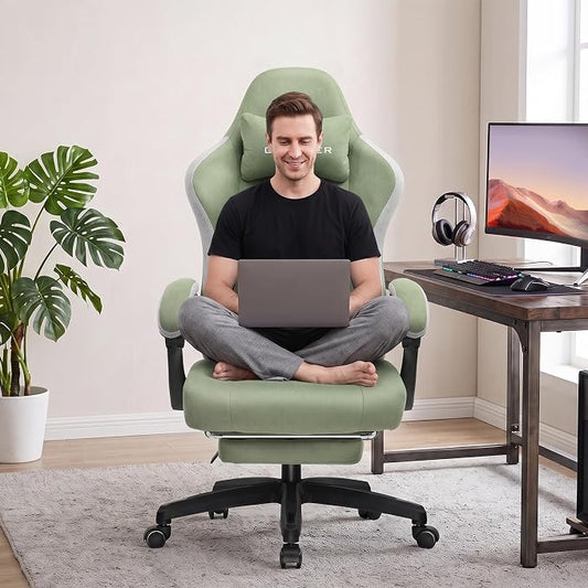 GTPLAYER Gaming Chair, Computer Office Chair with Pocket Spring Cushion, Linkage Armrests and Footrest, High Back Ergonomic Computer Chair with Lumbar Support Task Chair with Footrest
