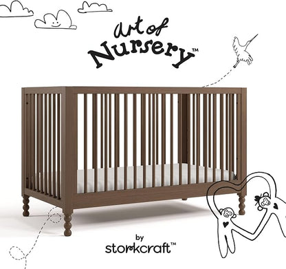Storkcraft Rio 5-in-1 Convertible Crib and Toddler Guardrail – GREENGUARD Gold Certified, Toddler Bed Conversion Kit Included, Fits Baby Crib Mattress, Converts to Full Bed (Hazelnut)