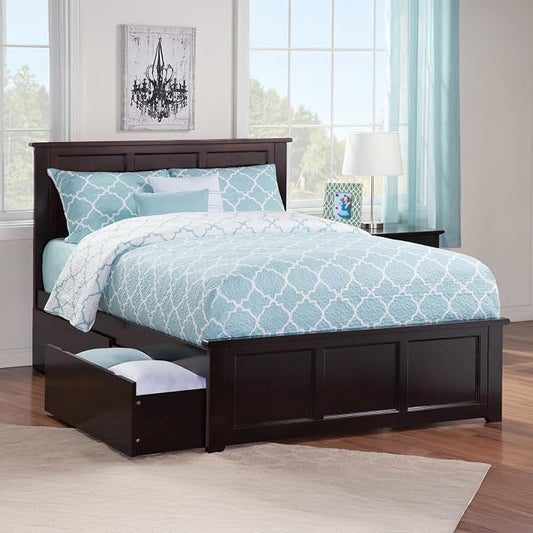 AFI, Madison Full Platform Bed with Matching Footboard & Storage Drawers, Espresso