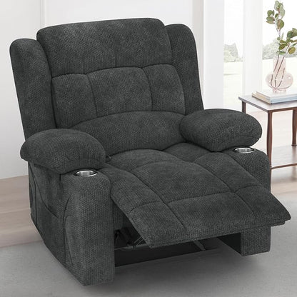 RV Recliner Chair, Oversized Reclining Loveseat Home Theater Seating with Cup Holders, Insert Pockets, Wall Hugger RV Recliners for Movie Room, Recline Movie Seats Gaming Sofa, Gray