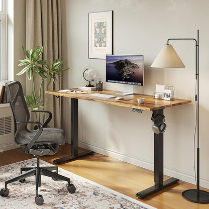 Agilestic Electric Standing Desk, 48 x 24 Inches Height Adjustable Desk, Sit Stand up for Work Office Home, Ergonomic Rising Computer Table with Memory Preset, Rustic Brown