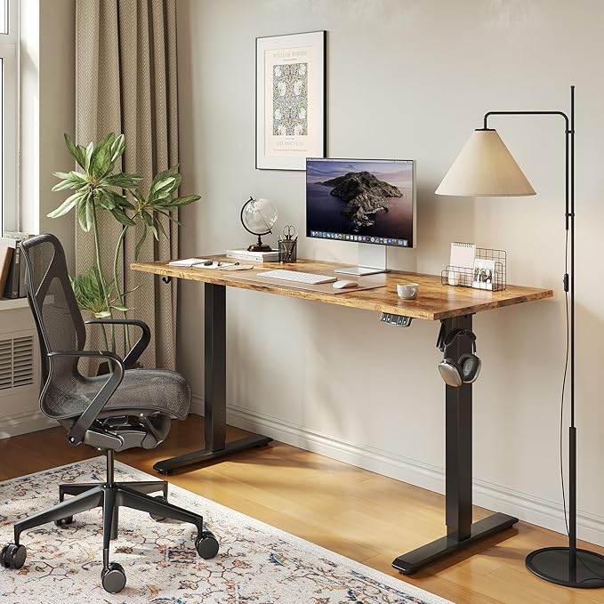 Agilestic Electric Standing Desk, 40 x 24 Inches Height Adjustable Desk, Sit Stand up for Work Office Home, Ergonomic Rising Computer Table with Memory Preset, Rustic Brown