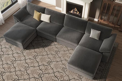 EASE MOOSE U Shape Sectional Couch with Ottoman,Modern Comfort Modular Sectional Sofa,Oversized,Wide Deep Modular Cloud Couch,Removable Cover