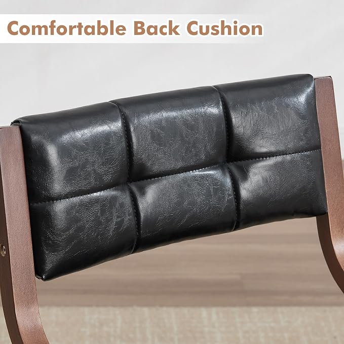 6-Pack Folding Dining Chairs with Cushion,Faux Leather Padded Foldable Dining Chairs,Portable Wooden Folding Chairs for Dining Rooms Kitchen Wedding and Party Indoor Black