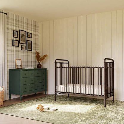Namesake Abigail 3-in-1 Convertible Metal Crib in Vintage Iron, Greenguard Gold Certified | GREENGUARD Gold Certified, Converts to Toddler Bed & Daybed, 4 Adjustable Mattress Heights, Conversion Kits Sold Separately