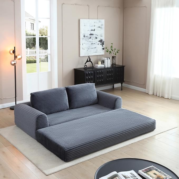 82-Inch Foldable Loveseat Boneless Cloud Couch, Modern Compressed Foam Daybed Floor Mattress Sleeper Sofa, 2-in-1 Boneless Convertible Sofa in a Box,No Assembly Required