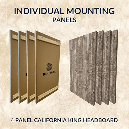 Barn Walls California King Wood Headboard - Graywash Farmhouse Design - Wall Mounted Floating Headboard for Cal King Size Bed - Handcrafted Solid Wood - Easy No-Drill Installation