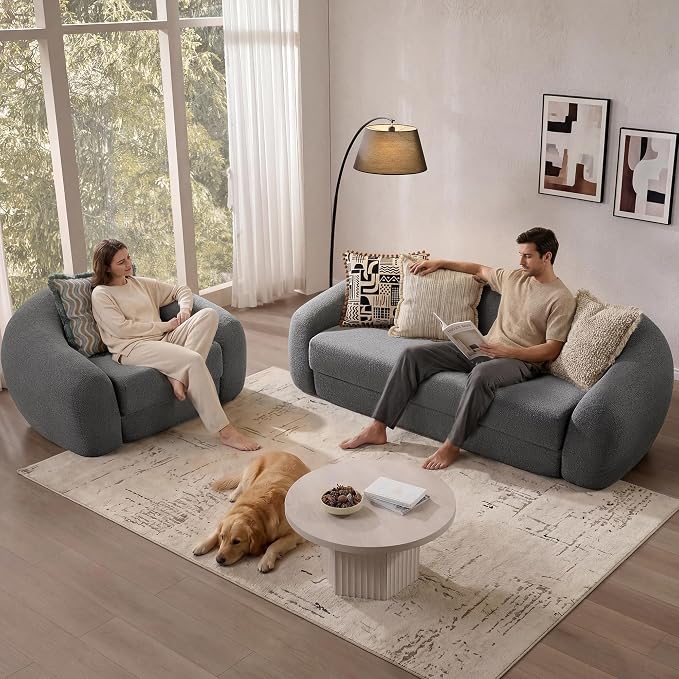 SICOTAS 49.9" Curved Convertible Sofa Couch Bed for Living Room Futon Cloud Boneless Sleeper Chair Pull Out Floor Couch with Deep Seat Single Foam Lounger No Assembly for Bedroom Apartment, Dark Grey