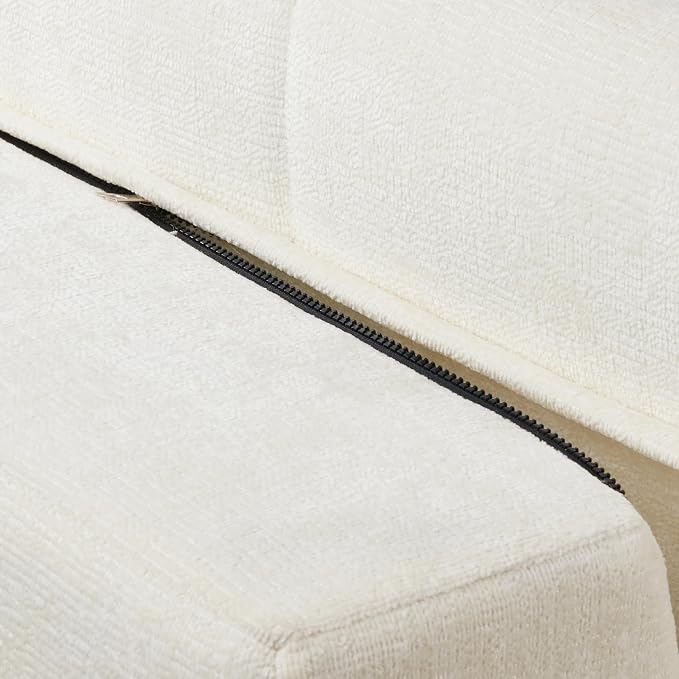 119'' Sectional Sofa, Curved L-Style Right-Hand Facing Couch with Fully Upholstered Arms, Tufted Design, Modern Minimalist Look, Beige
