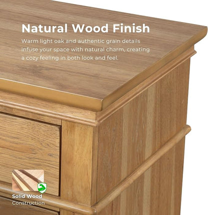 Furniture of America Yardley Farmhouse Solid Wood 5-Piece Bedroom Set with Platform Bed, Felt-Lined Top Drawers on Nightstands and Dresser with Mirror, Box Spring Needed, King, Natural Oak