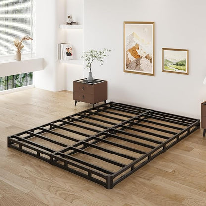 Lutown-Teen 3 Inch King Box Spring Low Profile, Heavy Duty Metal King Size Box Spring Bed Base with Fabric Cover, Mattress Foundation, Noise Free, Easy Assembly