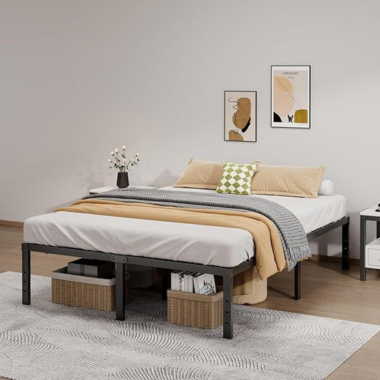 LUMUNANCE Metal Bed Frame Queen Size - 16 Inch Heavy-Duty Queen Platform Bed Frame No Box Spring Needed, Easy Assembly, Noise-Free, Sturdy Mattress Foundation, Underbed Storage Space