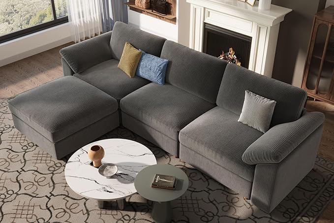 EASE MOOSE Large L Shape Sectional Modular Couch,Comfty Oversized Sectional Cloud Sofa,Wide Deep Seat Dark Gray Couch for Living Room,Removable Cover
