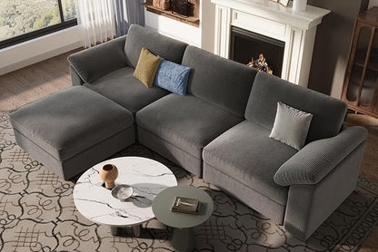 EASE MOOSE Large L Shape Sectional Modular Couch,Comfty Oversized Sectional Cloud Sofa,Wide Deep Seat Dark Gray Couch for Living Room,Removable Cover