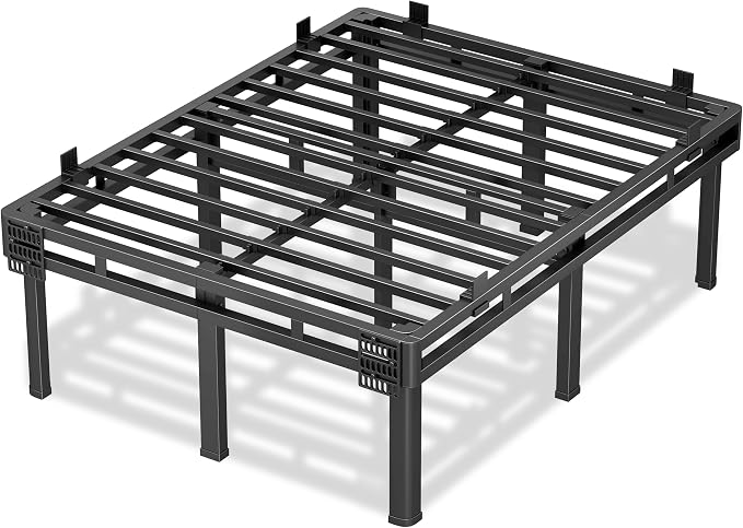 Superay King Bed Frame, 14 inch Metal Bed Frame & Box Spring 2 in 1 Design, Double Layer Bed Frame with Rounded Legs, Heavy Duty Platform Support 4000lbs, with Matress Gasket & headboard Adapter