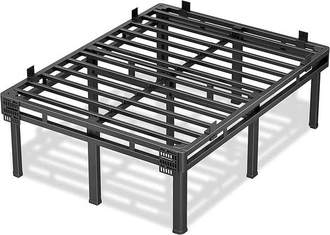 Superay California King Bed Frame, 14 inch Metal Bed Frame & Box Spring 2 in 1, Double Layer Bed Frame with Rounded Legs, Heavy Duty Platform Support 4000lbs, with Matress Gasket & headboard Adapter