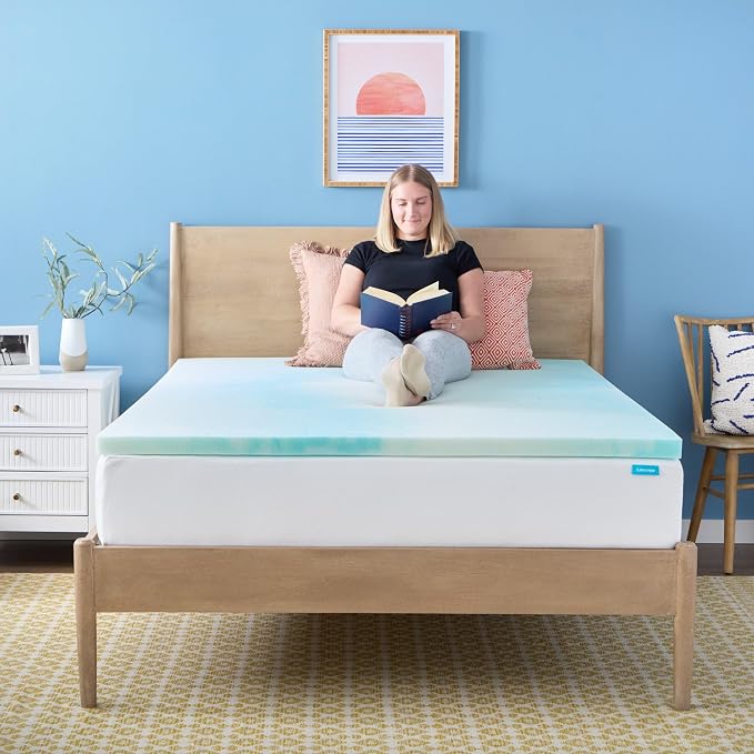 Linenspa 2 Inch Swirl Gel Memory Foam Mattress Topper, Full Size – Cooling Gel Infused, Ventilation Holes – Pressure Relieving Bed Topper – CertiPUR Certified