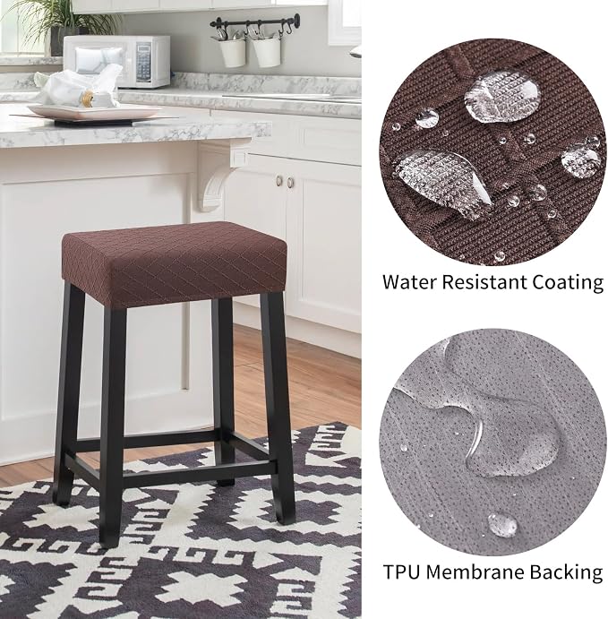 YISUN Stool Covers Rectangle - 2 Pack Stretch Waterproof Saddle Seat Cover Counter Bar Stools Bar Chairs Covers Kitchen Island Chairs Cushion Protector