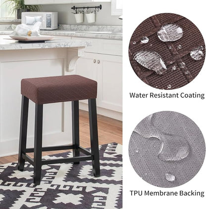 YISUN Stool Covers Rectangle - 4 Pack Stretch Waterproof Saddle Seat Cover Counter Bar Stools Bar Chairs Covers Kitchen Island Chairs Cushion Protector