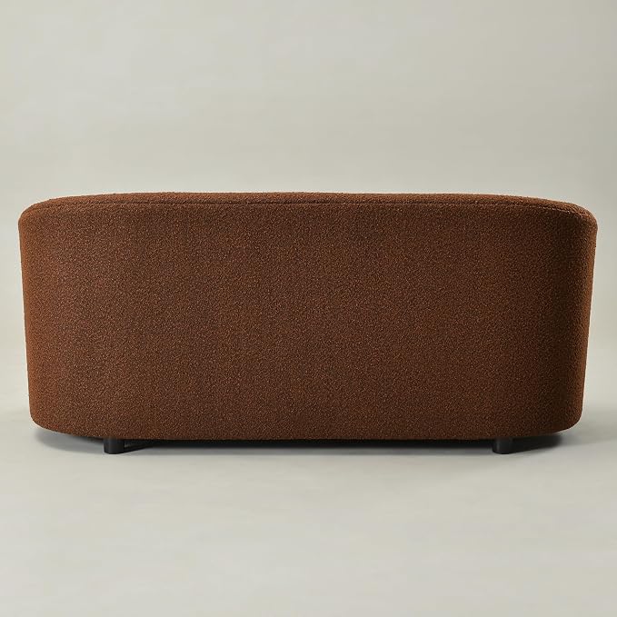 KINWELL 68" Boucle Upholstered Loveseat Sofa with Set of 2 Swivel Barrel Accent Chairs, Minimalist Comfy 2-Seater Couch and 2 Sherpa Armchairs for Small Spaces Apartment, Brown