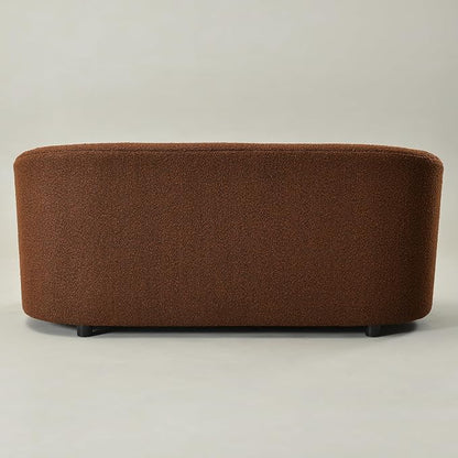 KINWELL 68" Boucle Upholstered Loveseat Sofa with Set of 2 Swivel Barrel Accent Chairs, Minimalist Comfy 2-Seater Couch and 2 Sherpa Armchairs for Small Spaces Apartment, Brown
