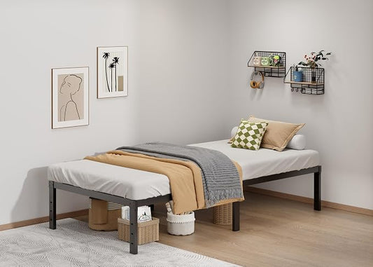 LUMUNANCE Metal Bed Frame Twin Size - 14 Inch Heavy-Duty Twin Platform Bed Frame No Box Spring Needed, Easy Assembly, Noise-Free, Sturdy Mattress Foundation, Underbed Storage Space