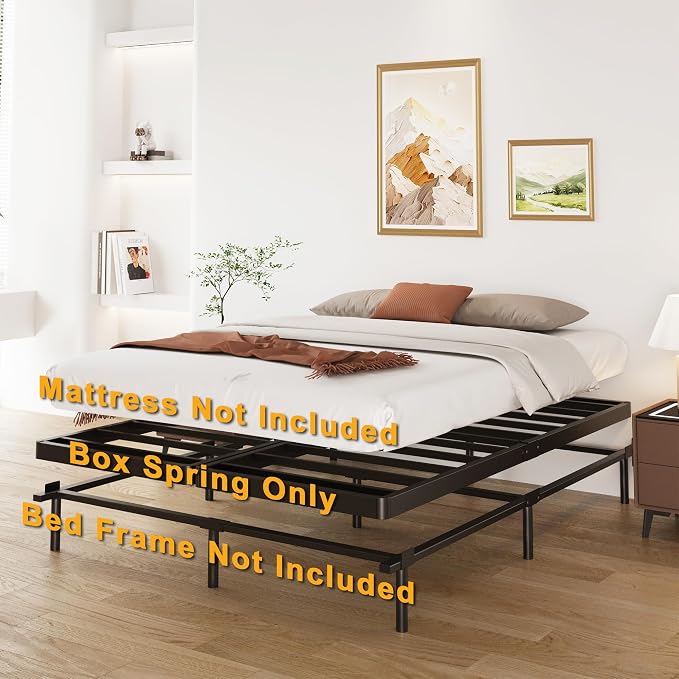 Lutown-Teen 2 Inch Split King Box Spring Low Profile, Heavy Duty Metal Bunkie Board King, Easy Assembly, Noise Free