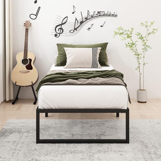 Lutown-Teen 12 Inch Twin XL Bed Frames Heavy Duty Sturdy Metal Platform Bed Frame No Box Spring Needed, Noise Free, Easy Assembly, Black