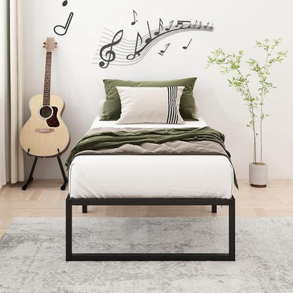 Lutown-Teen 16 Inch Twin Size Bed Frames Heavy Duty Metal Twin Platform Bed Frame No Box Spring Needed, Noise Free, Easy Assembly, Black