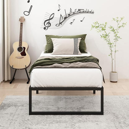 Lutown-Teen 12 Inch Twin Size Bed Frames Heavy Duty Metal Twin Platform Bed Frame No Box Spring Needed, Noise Free, Easy Assembly, Black