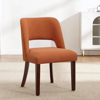 Dining Chairs Set of 6,Modern Dining Room Chairs with Thick Cushions,Upholstered Linen Fabric Kitchen Chairs for Kitchen Dining Room Orange