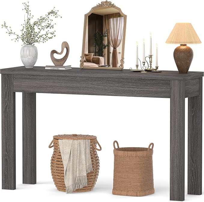 Armocity Console Table, 47" Farmhouse Wood Entryway Table, Sofa Tables Narrow Long Behind Couch, Entry Table for Entrance, Hallway, Living Room, Gray Walnut
