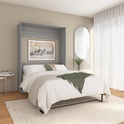 Bestar Claremont 59W Full Murphy Bed in Platinum Gray, Sleeping Arrangement for Multipurpose Area, Bedroom, Guest Room, or Living Room