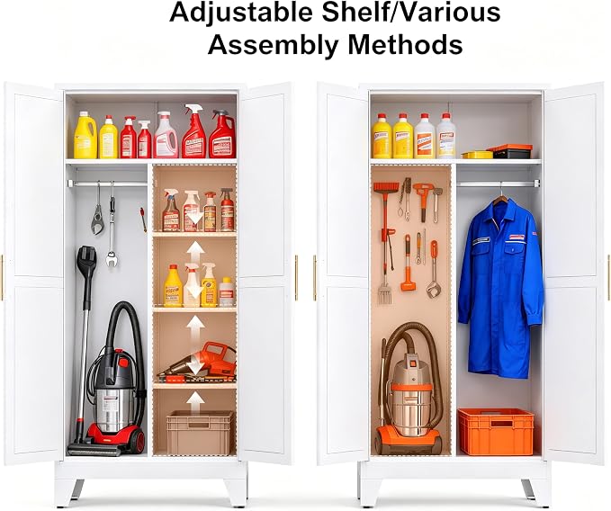 71" H Tall Pantry Cabinet with Doors,Kitchen Pantry Cabinet,Black Metal Storage Cabinets,Garage Storage Cabinet,Food Storage Cabinet with Doors and Shelves