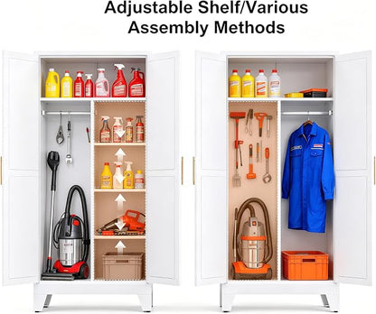 71" H Tall Pantry Cabinet with Doors,Kitchen Pantry Cabinet,Black Metal Storage Cabinets,Garage Storage Cabinet,Food Storage Cabinet with Doors and Shelves